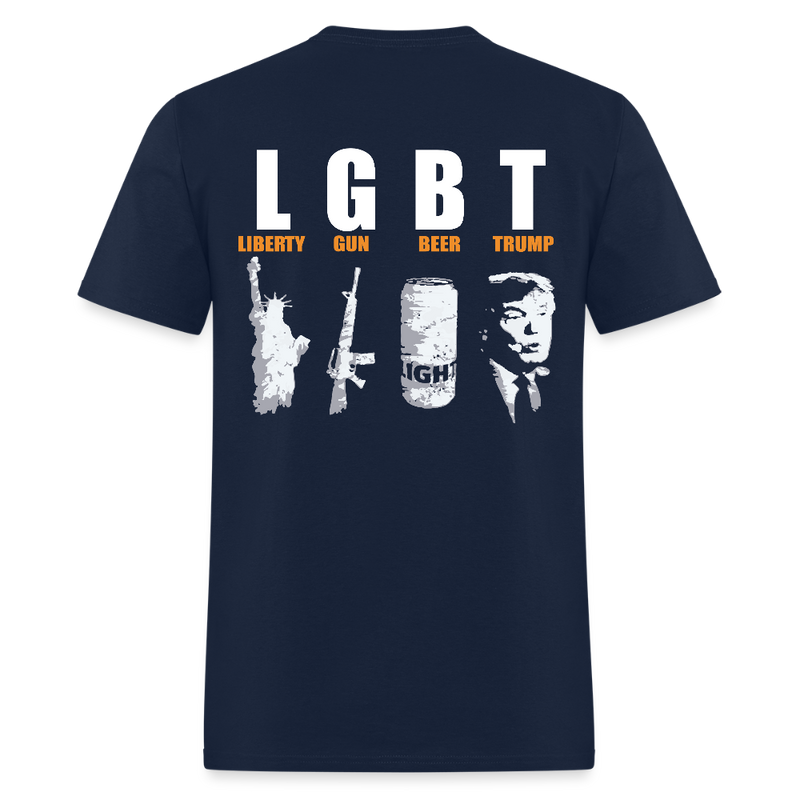 Liberty Guns Beer Trump 2025 T Shirt - navy