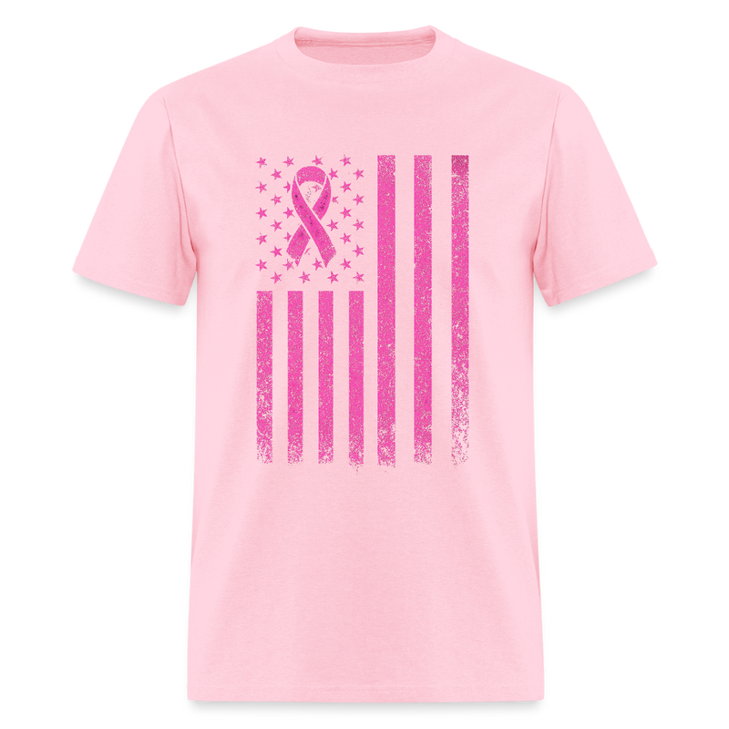 Breast Cancer Awareness US Flag T Shirt - pink