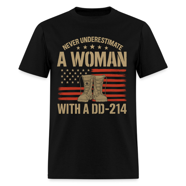 Never Underestimate A Woman T Shirt - black