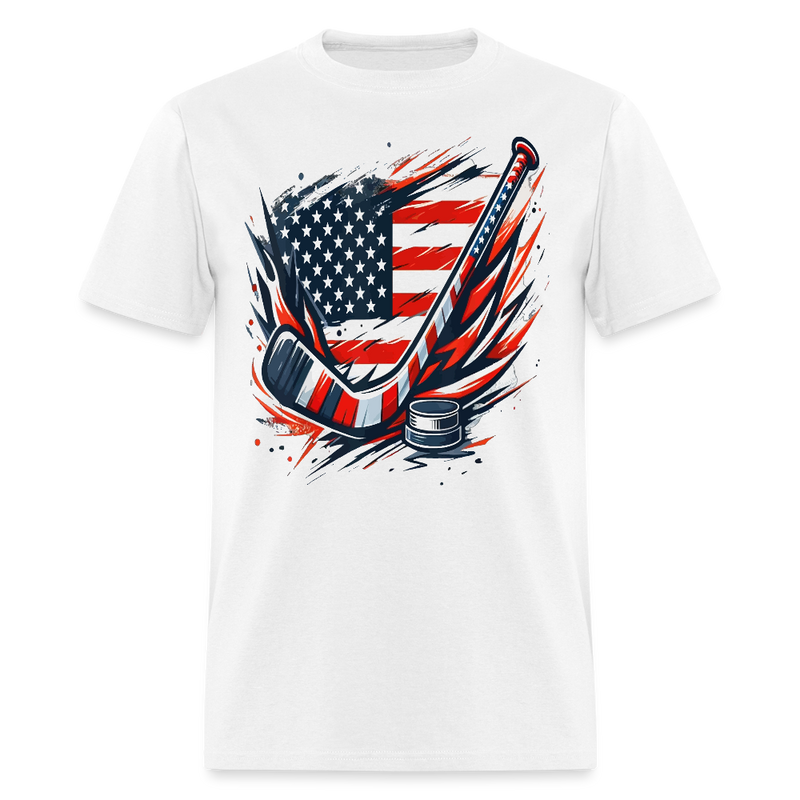 Hockey USA Flag T Shirt - white