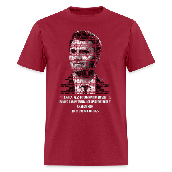 Charlie Kirk Memorial T Shirt - dark red