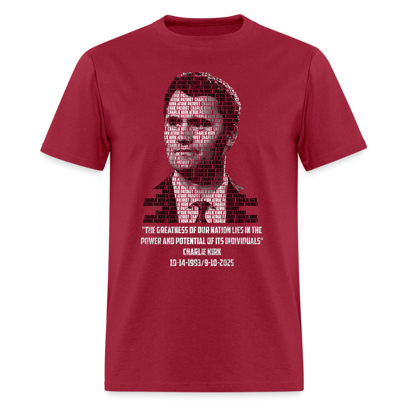 Charlie Kirk Memorial T Shirt - dark red