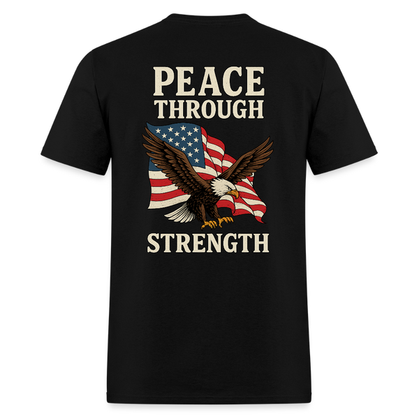 Peace Through Strength T Shirt - black