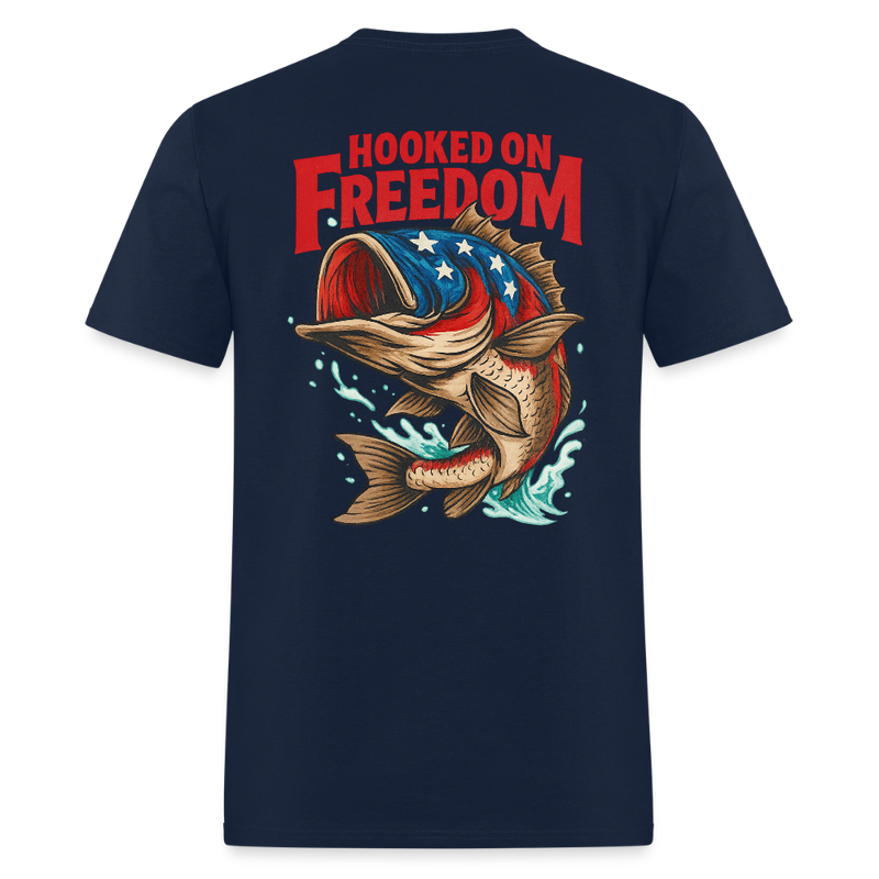 Hooked On Freedom T Shirt - navy