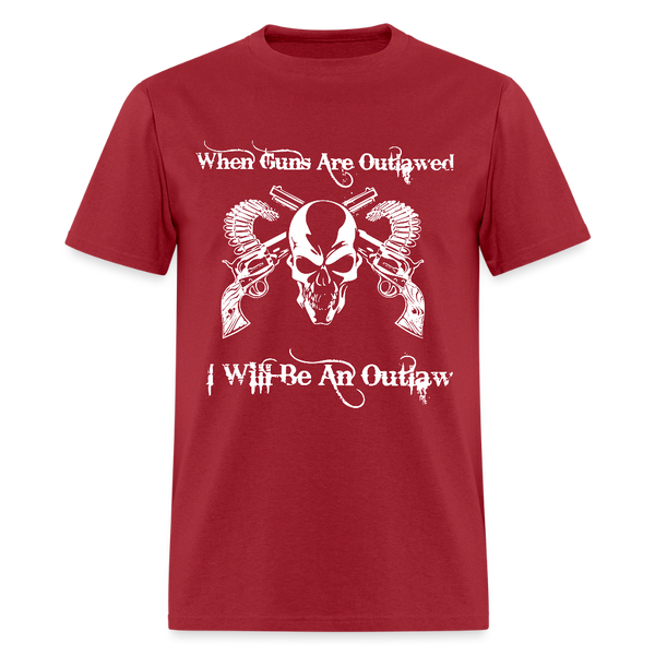 When Guns Are Outlawed Skull T Shirt - dark red