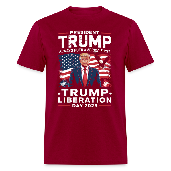 President Trump Always Puts America First T Shirt - dark red