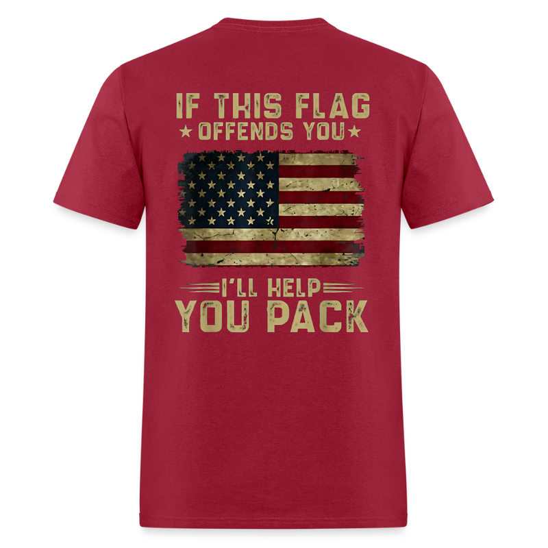 If This Flag Offends You I'll Help You Pack American Flag T Shirt - dark red