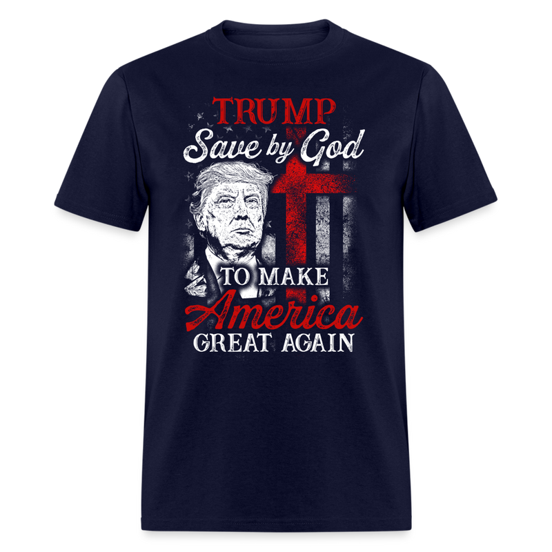 Trump Save by God To Make America Great Again T Shirt - 3 - navy