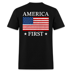 America First Back Print T Shirt - black