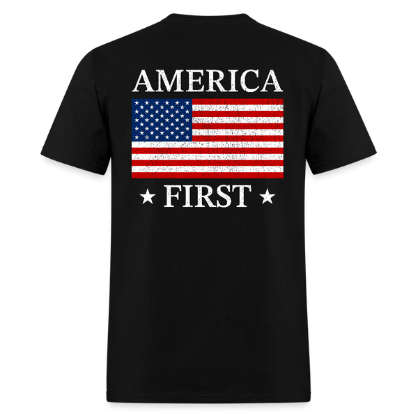 America First Back Print T Shirt - black