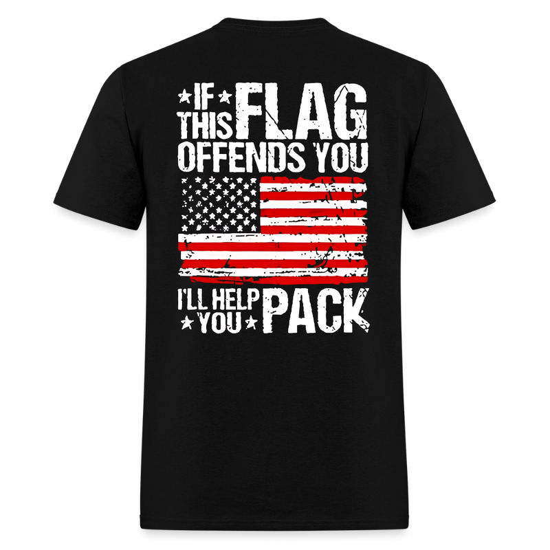 If This Flag Offends You I'll Help You Pack Back Print T Shirt - black