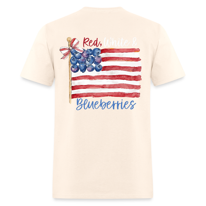 Freedom Red White & Blueberries Coquette Flag T Shirt - natural