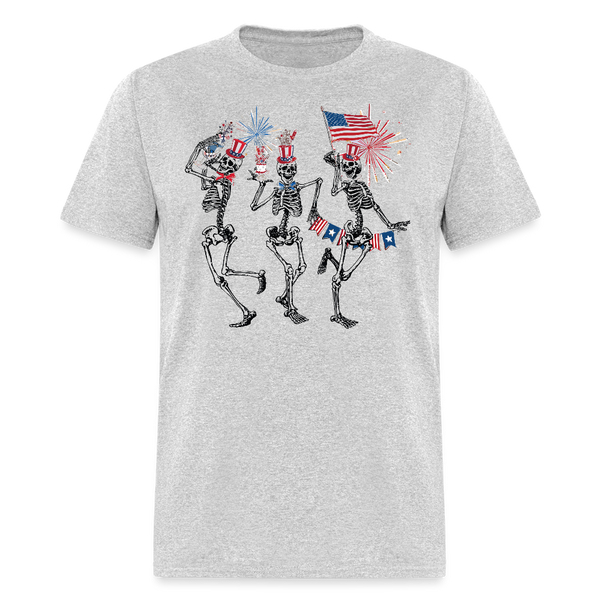 4th of July Dancing Skeleton T Shirt - heather gray