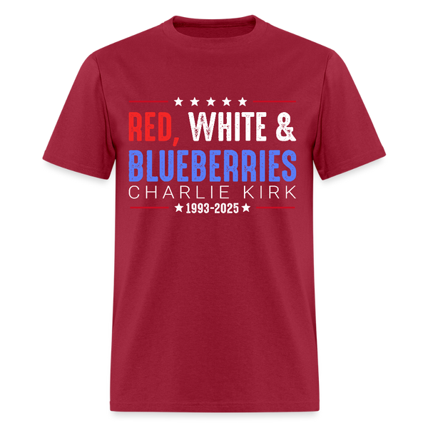 Red White and Blueberries Charlie Kirk Patriotic T Shirt - dark red