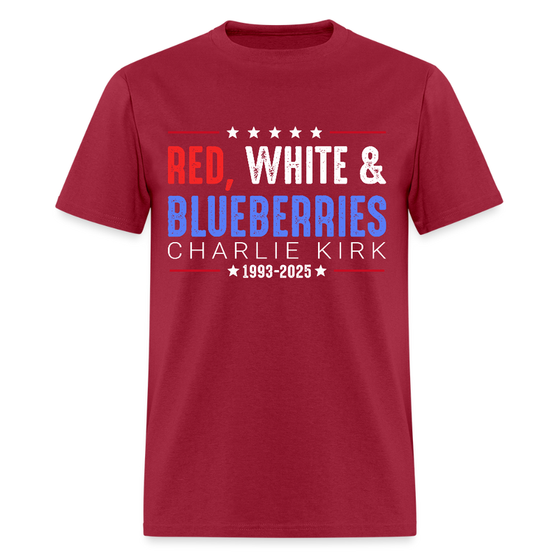 Red White and Blueberries Charlie Kirk Patriotic T Shirt - dark red