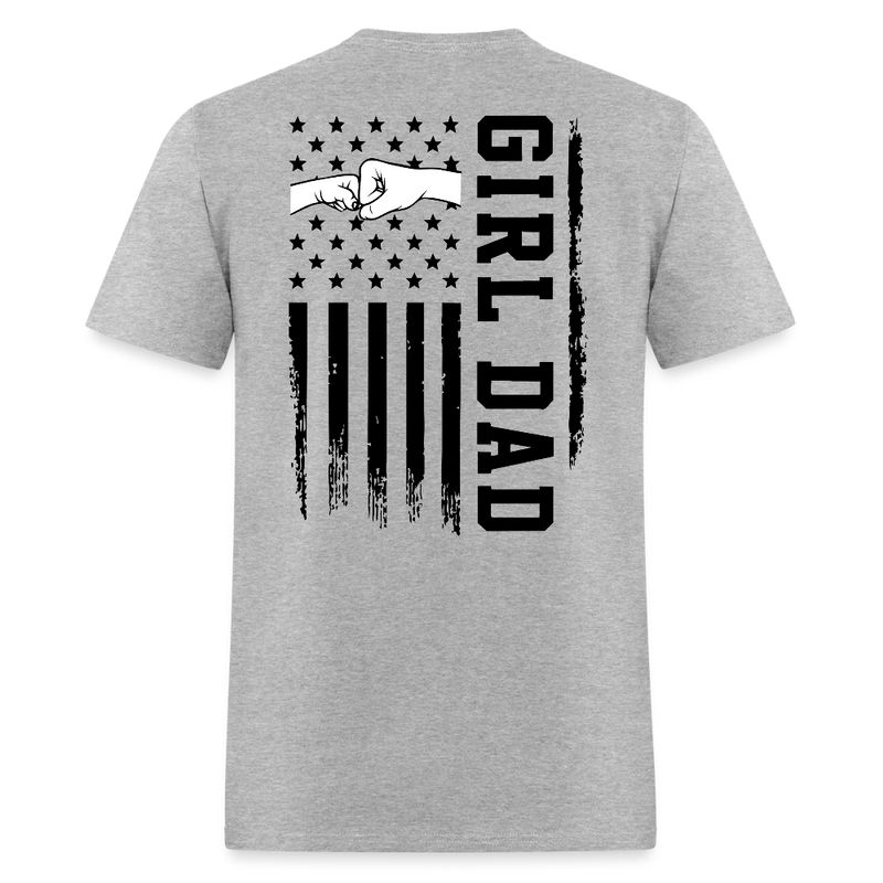 Girl Dad Fist Bump American Flag T Shirt - heather gray