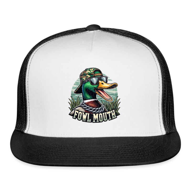Fowl Mouth Trucker Hat - white/black