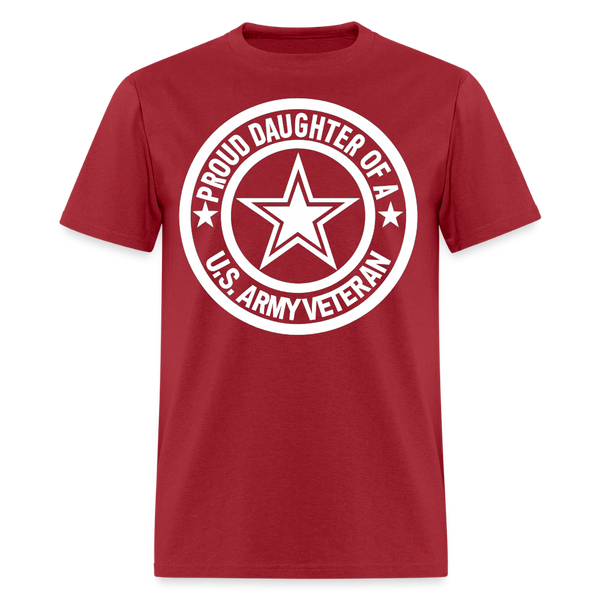 Proud Daughter of A US Army Veteran T Shirt - dark red