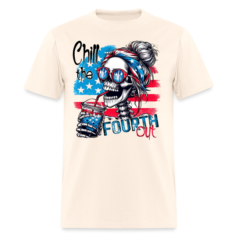 Chill The Fourth Out Retro Skeleton T Shirt - natural