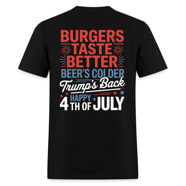 Burgers Taste Better Beer's Colder Back Print T Shirt - black