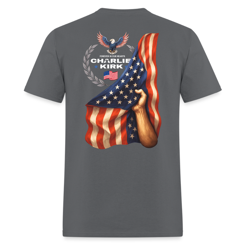 Freedom Bald Eagle Charlie Kirk Forever In Our Hearts T Shirt - 2 - charcoal