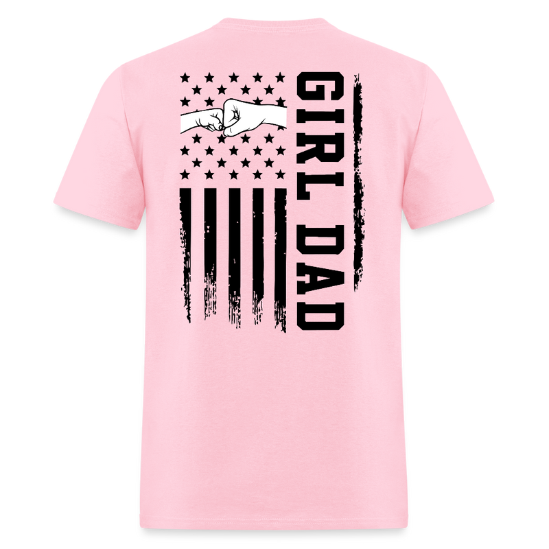 Girl Dad Fist Bump American Flag T Shirt - pink