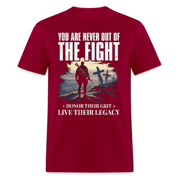 You are Never out of the Fight Memorial Day 2025 T Shirt - dark red