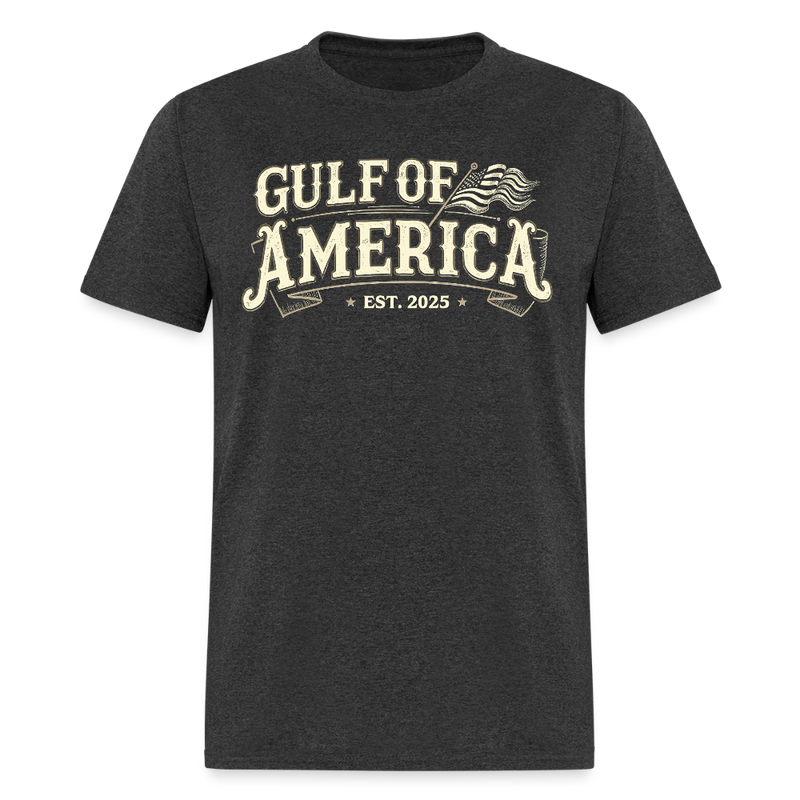 Gulf of America with American Flag Est. 2025 T Shirt - heather black