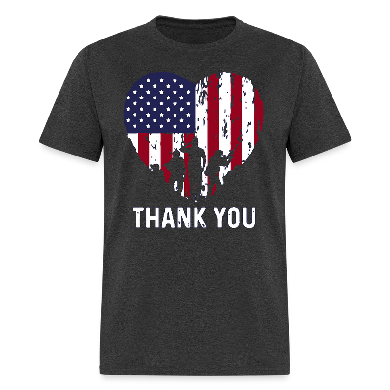 Thank You Veterans Patriotic T Shirt - heather black