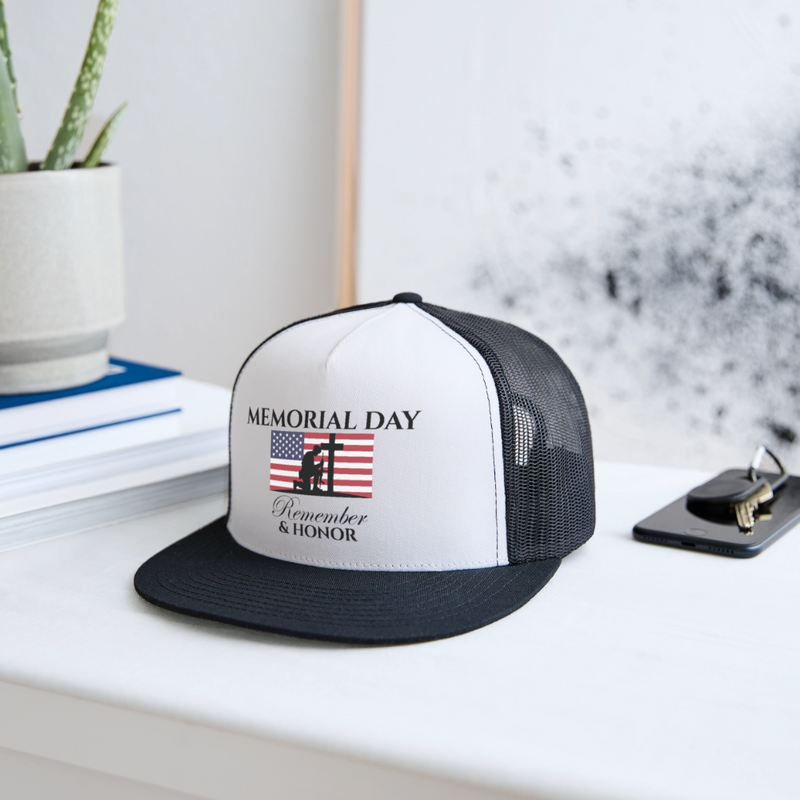 Memorial Day Remember & Honor Trucker Hat - white/black