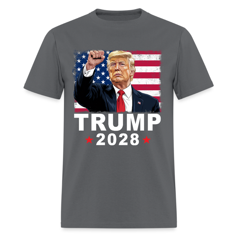 Trump 2028 American Flag T Shirt - charcoal
