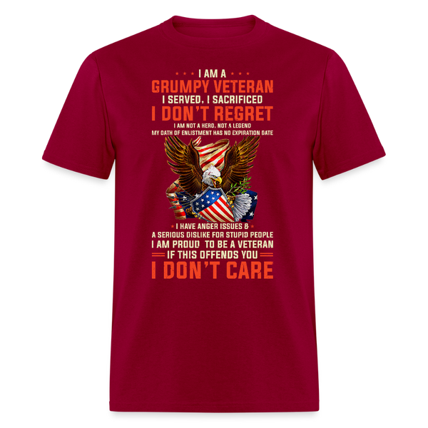 I Am A Grumpy Veteran T Shirt - dark red