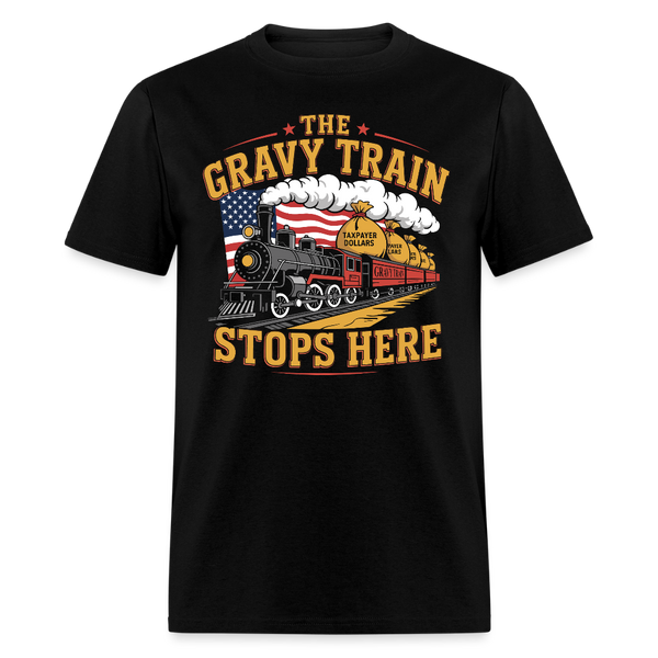 The Gravy Train Stops Here T Shirt - black
