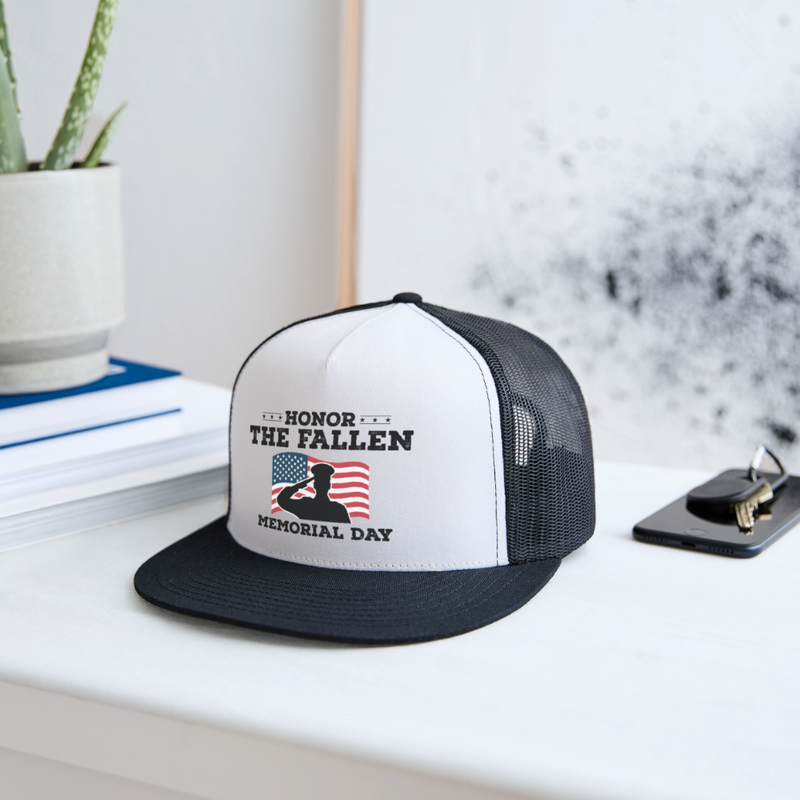 Honor The Fallen Memorial Day Trucker Hat - white/black