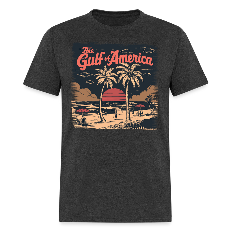 Retro Coastal Gulf Of America T Shirt - heather black