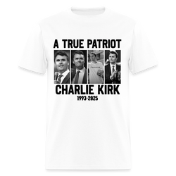 A True Patriot Charlie Kirk 1993 - 2025 White T Shirt - white