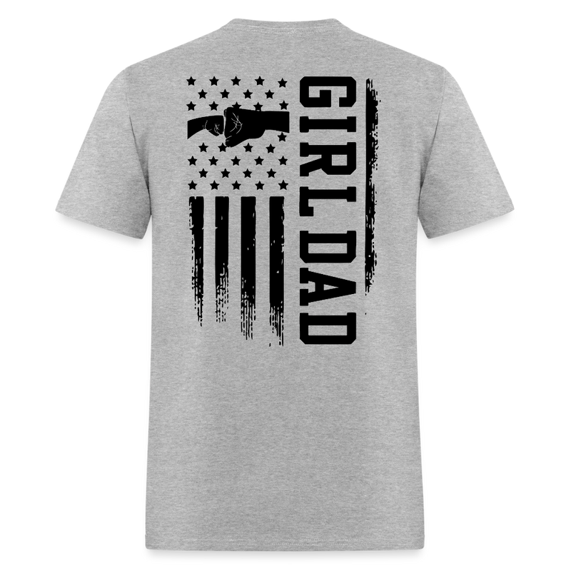 Girl Dad Fist Bump American Flag T Shirt - 2 - heather gray