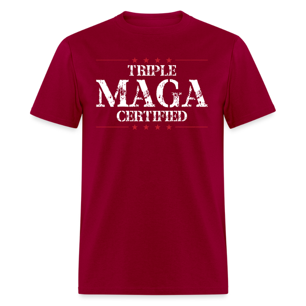 Triple Maga Certified T Shirt - dark red