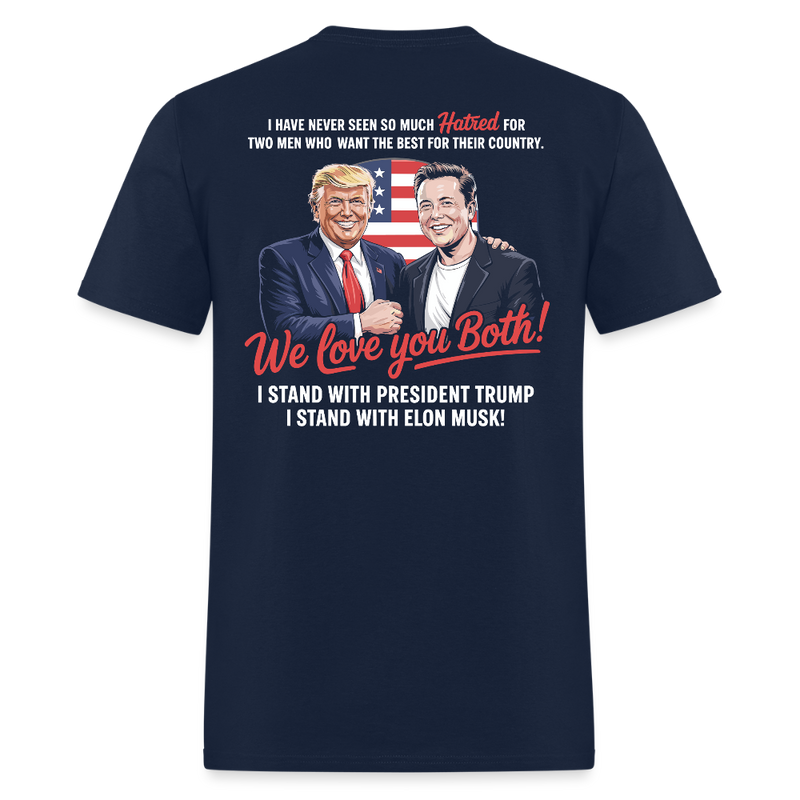 We Love You Both Back Print T Shirt - navy