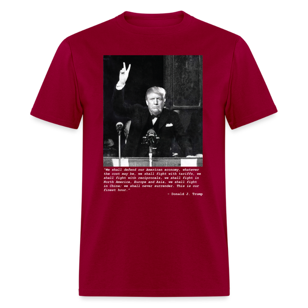 We Shall Never Surrender Trump Quote T Shirt - dark red
