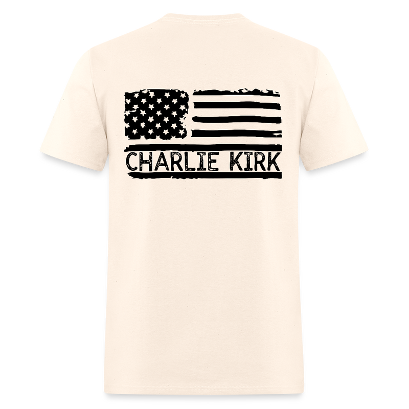Charlie Kirk Freedom American Flag T Shirt - 3 - natural