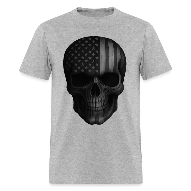 Patriotic Skull T Shirt - heather gray