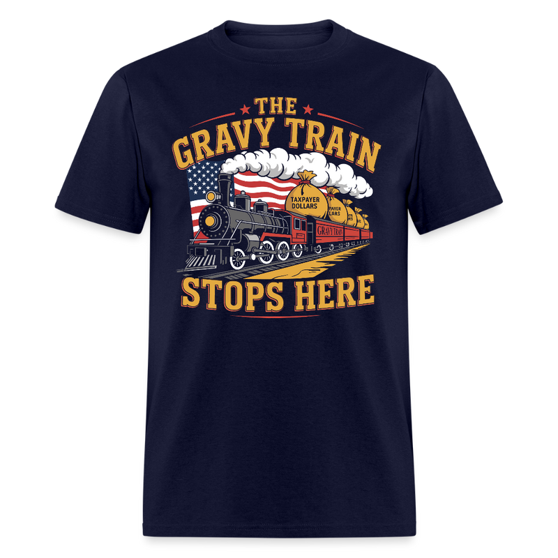The Gravy Train Stops Here T Shirt - navy