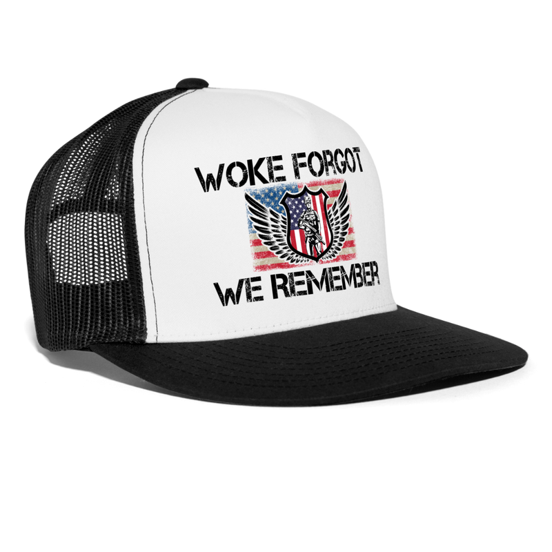 Woke Forgot We Remember Trucker Hat - white/black