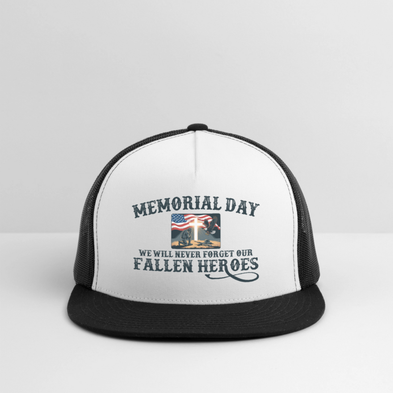 Memorial Day We Will Never Forget Trucker Hat - white/black