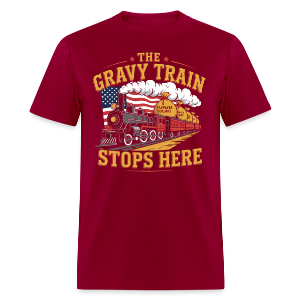 The Gravy Train Stops Here T Shirt - dark red
