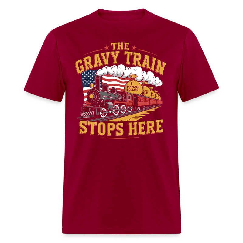 The Gravy Train Stops Here T Shirt - dark red