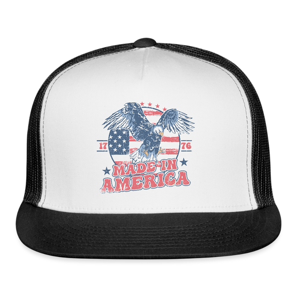 Made in America Patriotic Eagle Trucker Hat - white/black