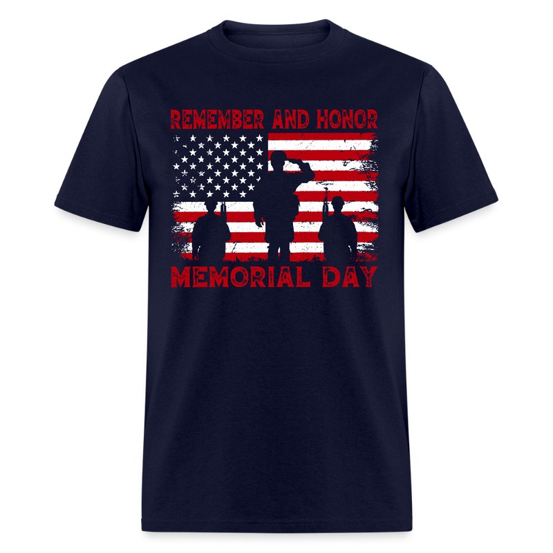 Remember and Honor Memorial Day T Shirt - navy