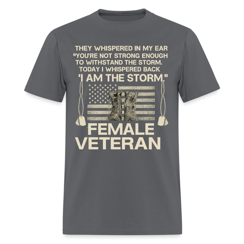 They Whispered in My Ear Veteran T Shirt - charcoal